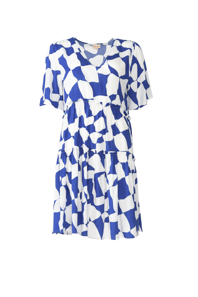 Denver Blue Abstract Tier Dress image 3