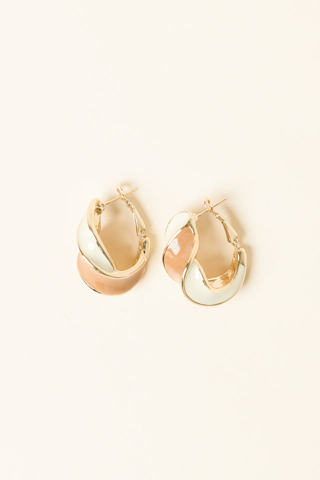 Dallas Mocha Enamel Hoop Earrings image 1