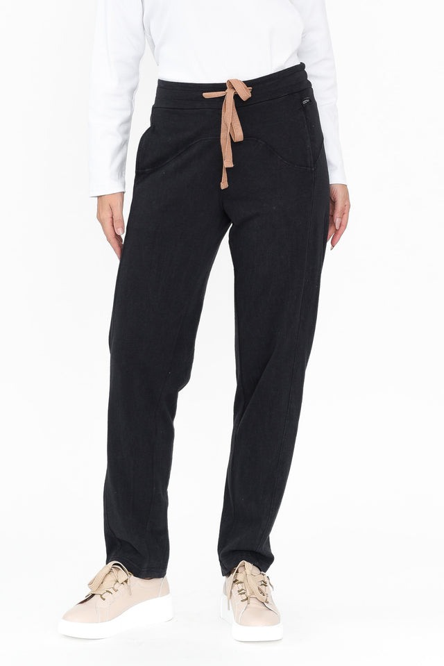 Dalton Black Cotton Track Pants length_Full rise_Mid print_Plain colour_Black PANTS  