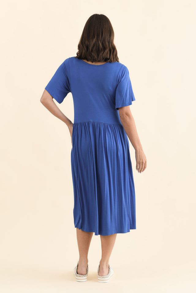 Dalton Cobalt Crescent Dress,Brunette model,alt text|model:MJ image 6