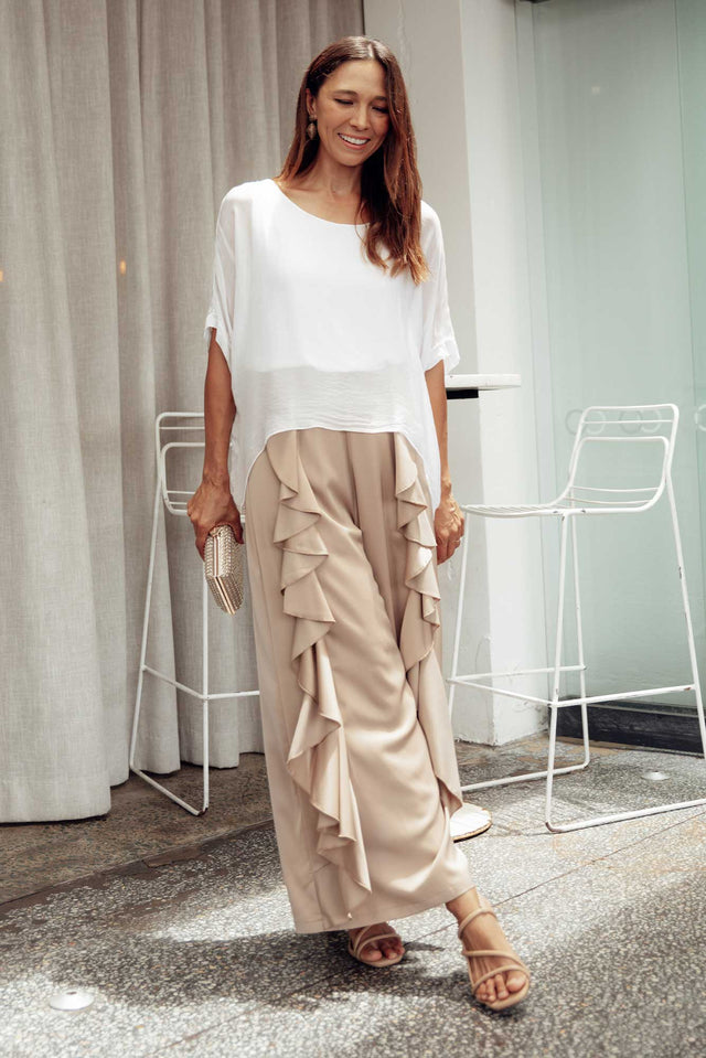 Dancer Taupe Ruffle Pants