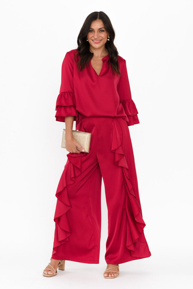 Dancer Red Ruffle Pants,Brunette model,alt text|model:Brontie image 5