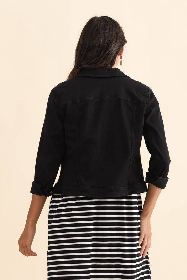 Danielle Black Stretch Jean Jacket,Brunette model,alt text|model:Brontie image 6