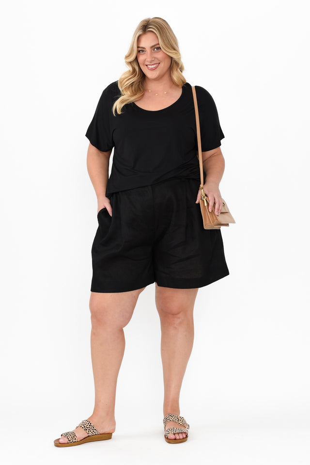 Britannia Black Linen Shorts