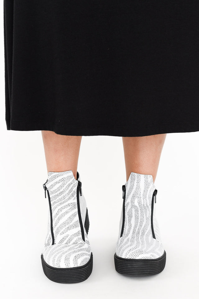 Davith White Zebra Ankle Boot