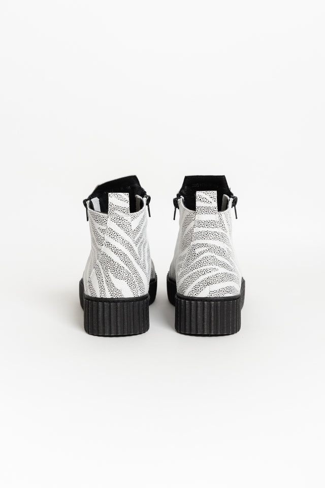 Davith White Zebra Ankle Boot