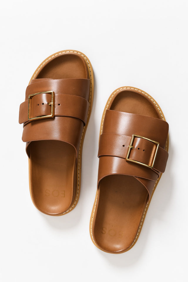 Dede Brandy Leather Buckle Slide