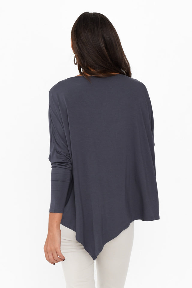 Deep Blue Bamboo Relaxed Boatneck Top