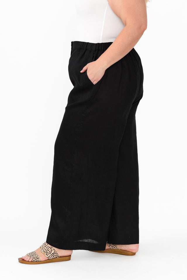 Delsey Black Linen Wide Leg Pants