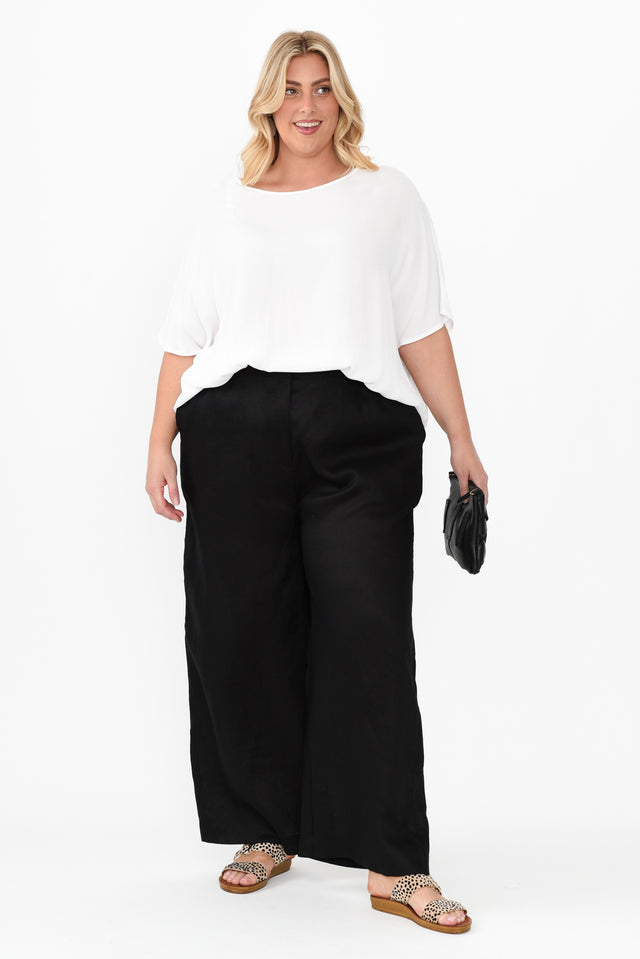 Delsey Black Linen Wide Leg Pants