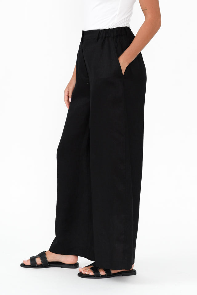 Delsey Black Linen Wide Leg Pants