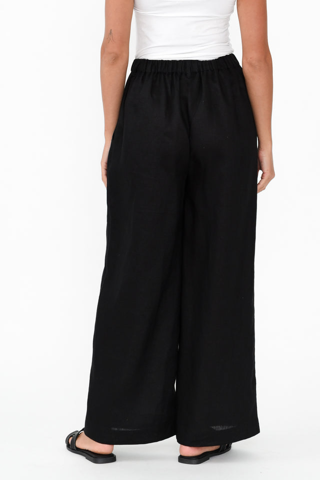 Delsey Black Linen Wide Leg Pants