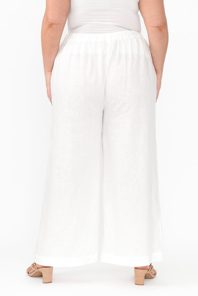 Delsey White Linen Wide Leg Pants