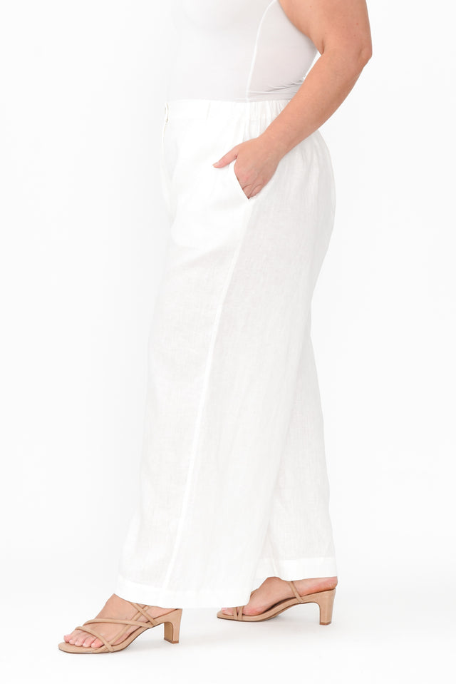 Delsey White Linen Wide Leg Pants