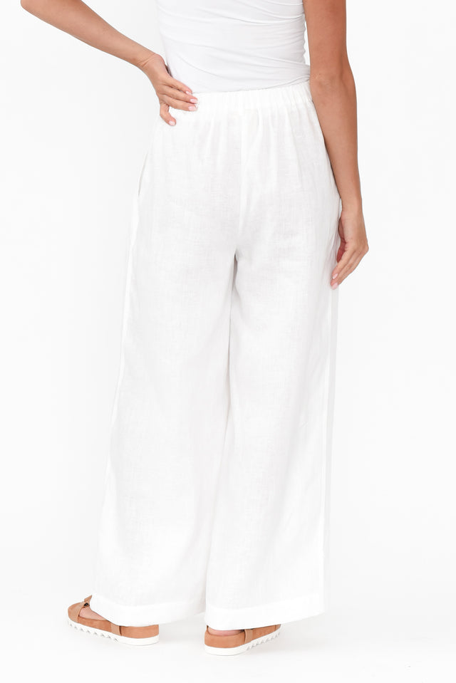 Delsey White Linen Wide Leg Pants