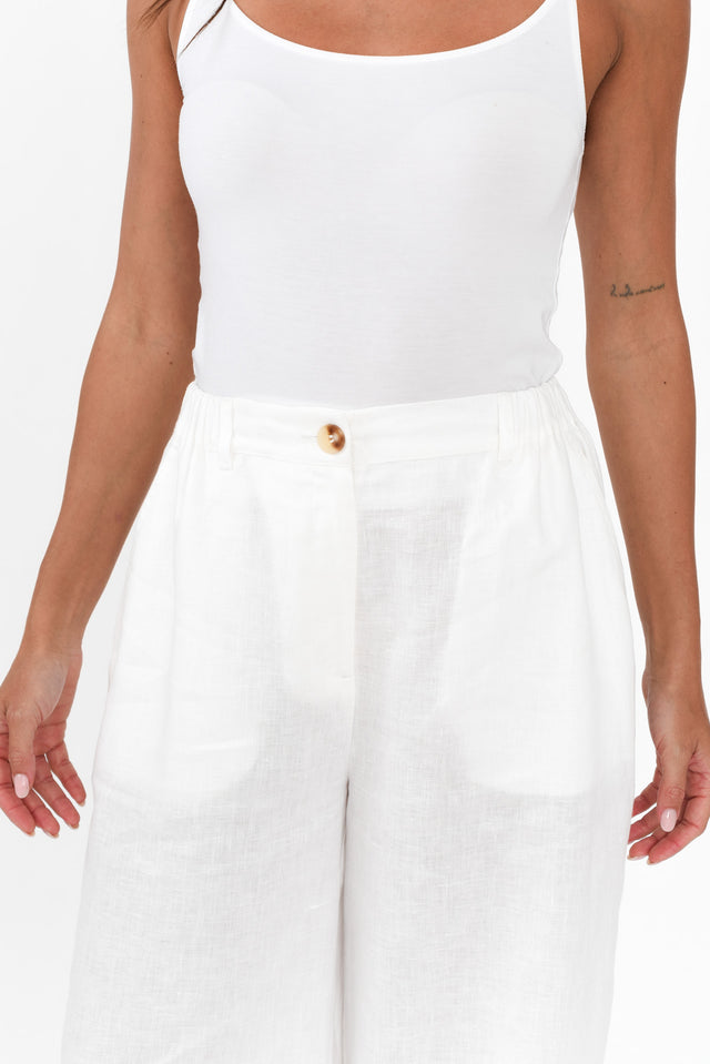 Delsey White Linen Wide Leg Pants