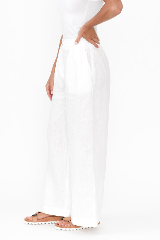 Delsey White Linen Wide Leg Pants