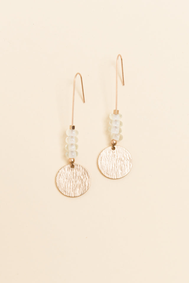 Demeter Clear Beaded Disc Earrings