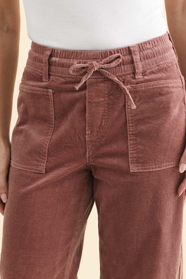 Denny Dusty Pink Corduroy Barrel Jeans,Brunette model,alt text|model:MJ image 5