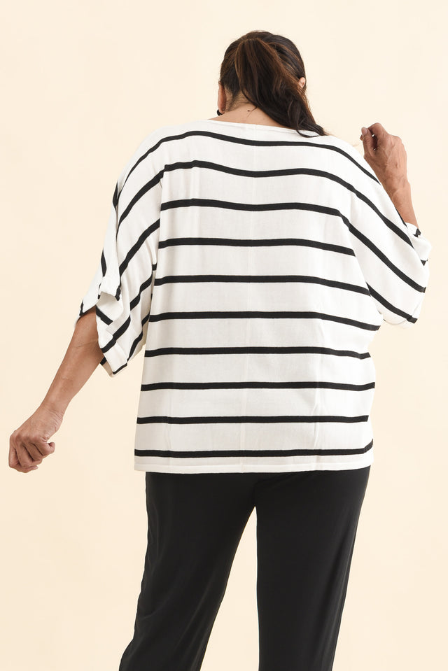 Derby White Stripe Cotton Blend Knit Top,Brunette model,alt text|model:Pilita image 12