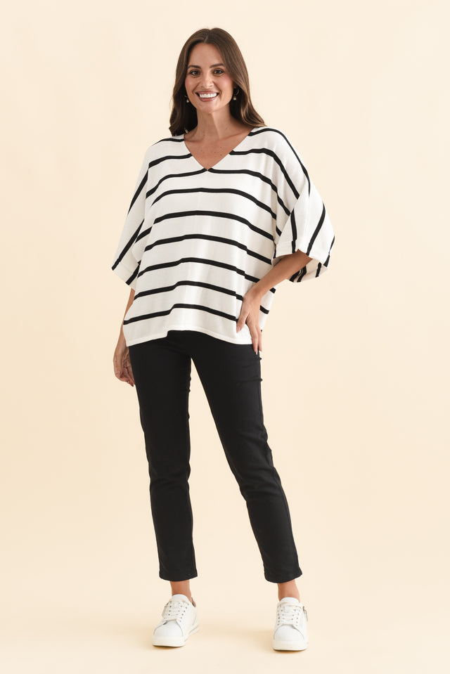 Derby White Stripe Cotton Blend Knit Top,Brunette model,alt text|model:MJ image 8
