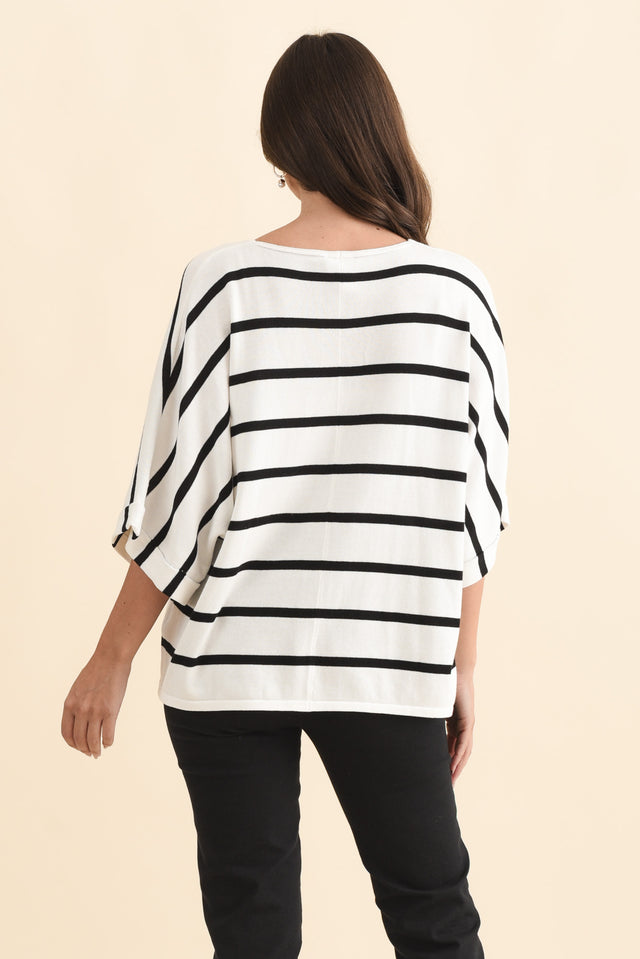 Derby White Stripe Cotton Blend Knit Top,Brunette model,alt text|model:MJ image 6