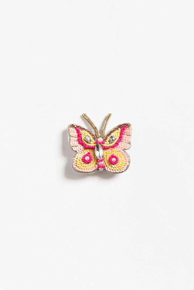 Desirae Pink Butterfly Beaded Brooch