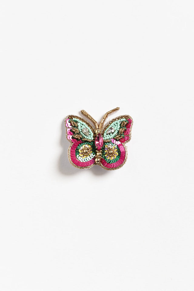 Desirae Purple Butterfly Beaded Brooch