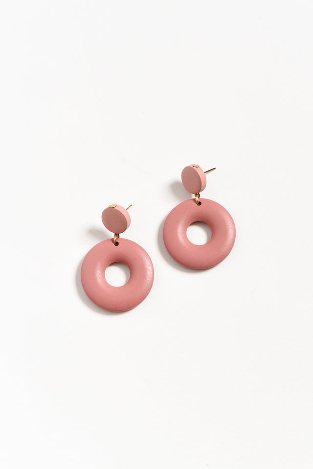 Dia Pink Circle Drop Earrings image 1