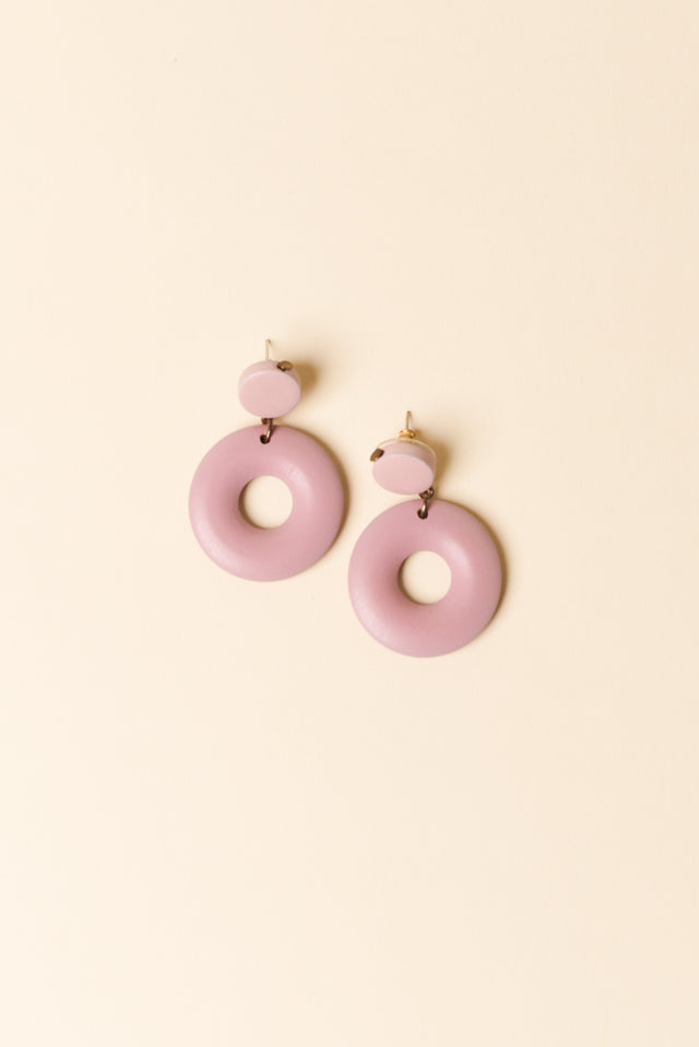 Dia Pink Circle Drop Earrings