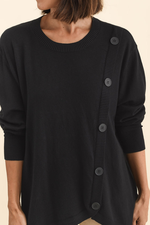 Dianne Black Button Knit Jumper,Brunette model,alt text|model:Cara image 6