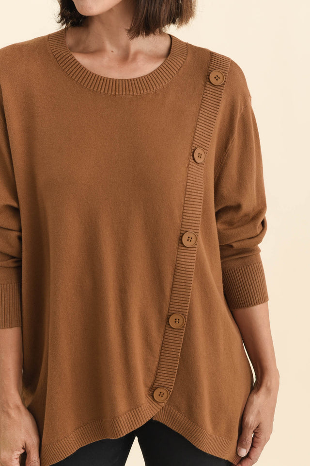 Dianne Chocolate Button Knit Jumper,Brunette model,alt text|model:Cara image 6