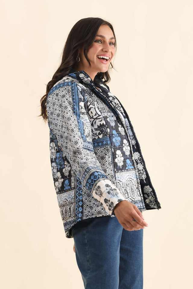 Diego Navy Motif Puffer Jacket,Brunette model,alt text|model:Brontie image 5