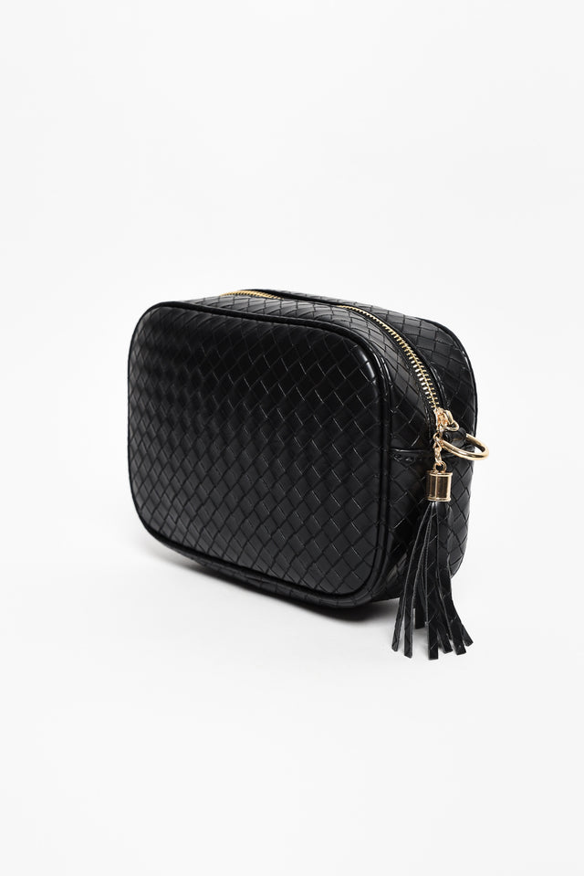 Disco Black Woven Crossbody Bag