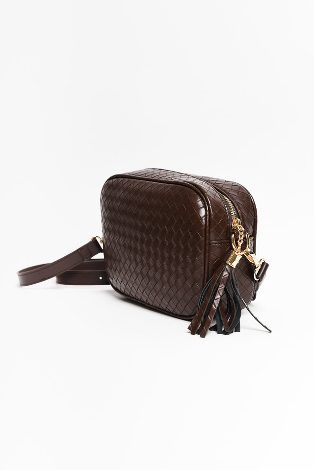 Disco Brown Woven Crossbody Bag