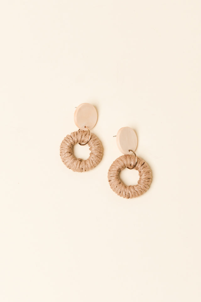 Dome Natural Rattan Disc Earrings