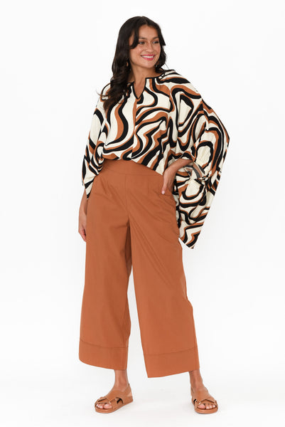 Emily Rust Lyocell Wide Leg Pants - Blue Bungalow AU