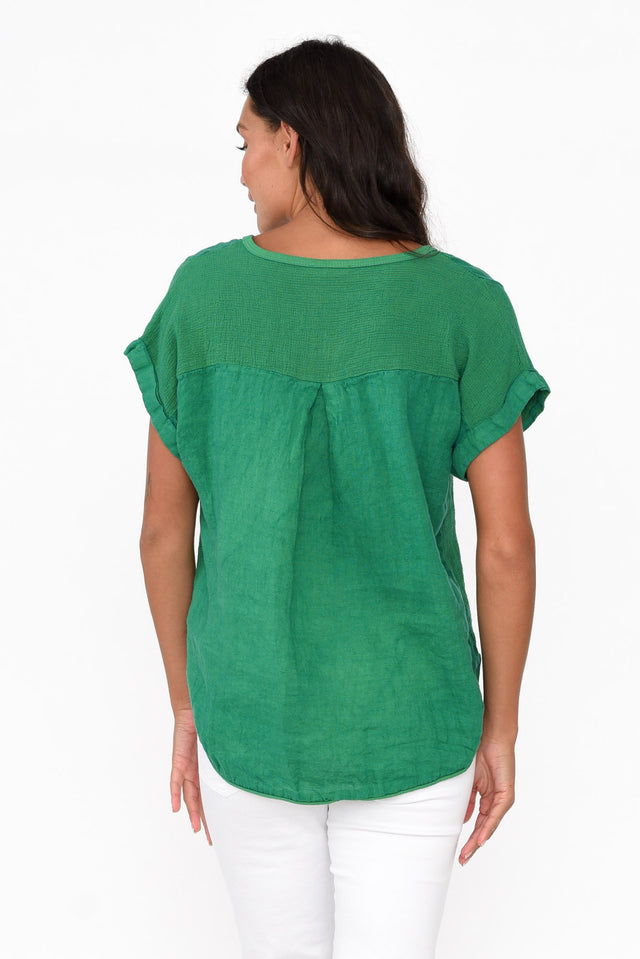 Dorian Green Linen Cotton Top