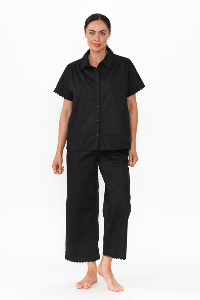 Doris Black Cotton Pyjama Shirt banner image