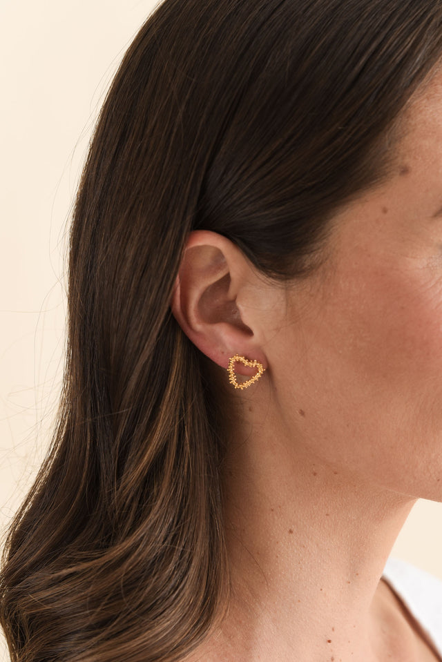 Dorothy Gold Heart Stud Earrings