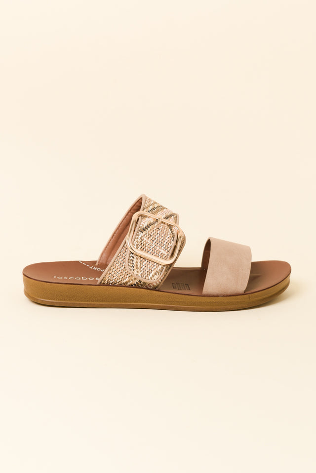 Doti Taupe Abstract Buckle Slide