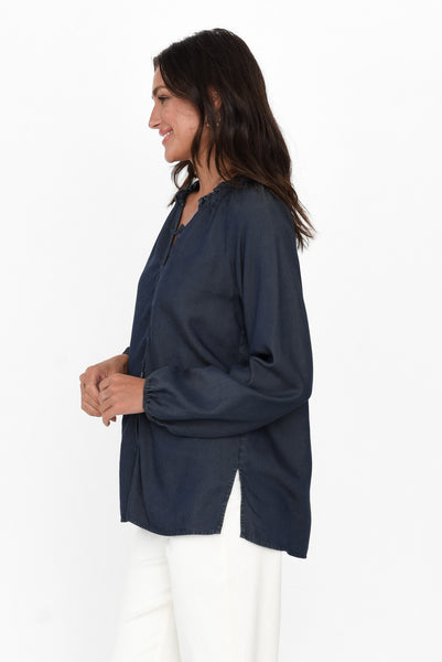 District Brown Denim Blouse