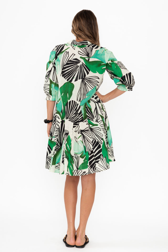 Eason Green Floral Cotton Collared Dress