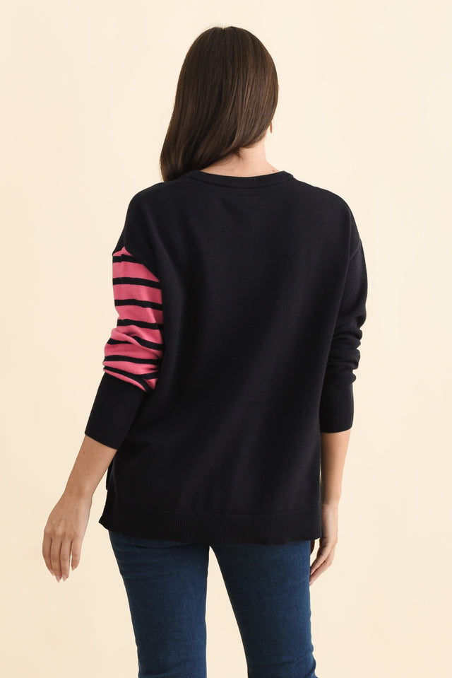Effie Navy Stripe Knit Jumper,Brunette model,alt text|model:MJ image 5