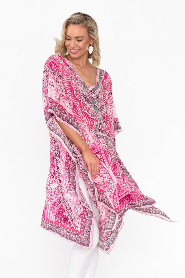 Egyptian Hot Pink Silk Kaftan image 4