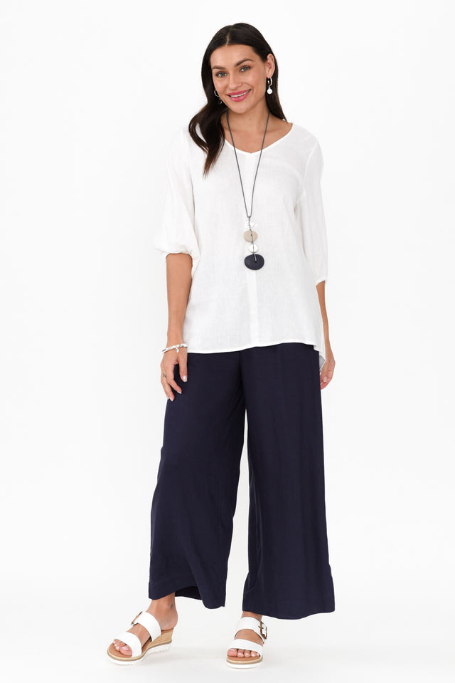 Aspen Navy Linen Blend Wide Leg Pants banner image