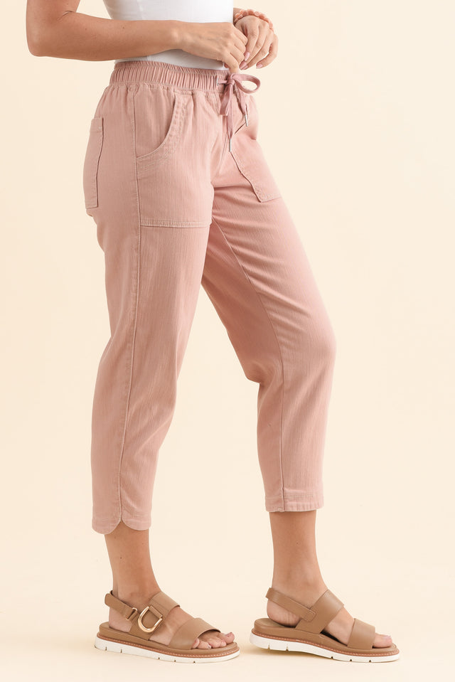 Eliana Blush Cotton Stretch Jeans,Side,Brunette model,alt text|model:MJ image 3