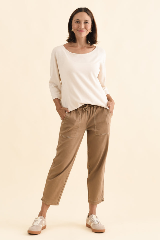 Eliana Mocha Cotton Stretch Jeans,Brunette model,alt text|model:MJ image 6