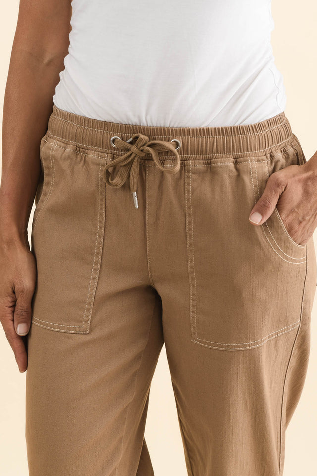 Eliana Mocha Cotton Stretch Jeans,Brunette model,alt text|model:MJ image 5