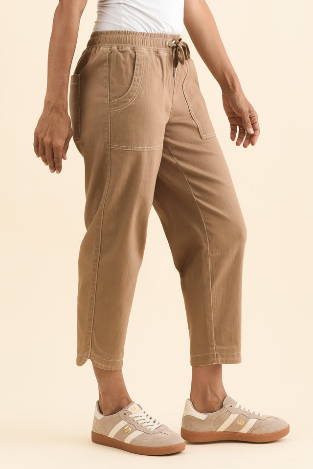 Eliana Mocha Cotton Stretch Jeans,Brunette model,alt text|model:MJ image 3